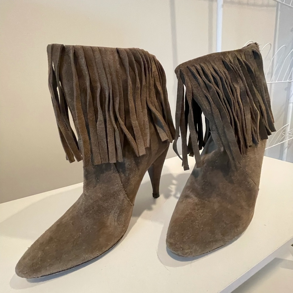 Fringe suede booties 9
